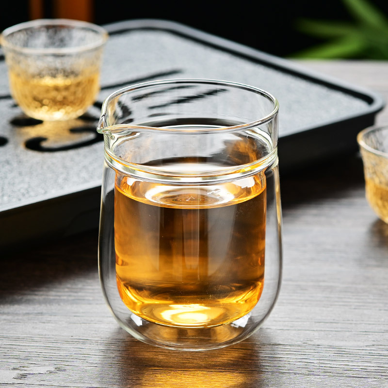 功夫茶海分茶器高硼硅玻璃雙層無憂公道杯 簡約手握透明玻璃勻杯