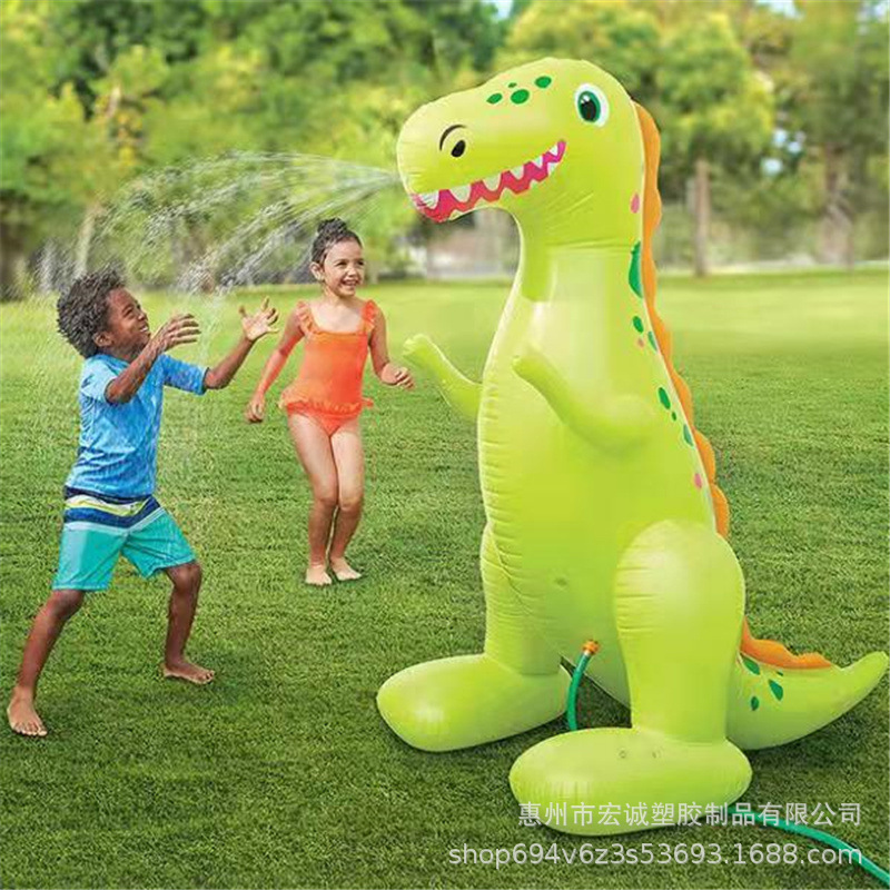 跨境现货发售充气pvc喷水恐龙玩具 户外吹气喷水恐龙 喷水独角兽