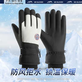 滑雪手套秋冬季情侣男骑行保暖可触屏运动防寒加绒加厚棉手套女士