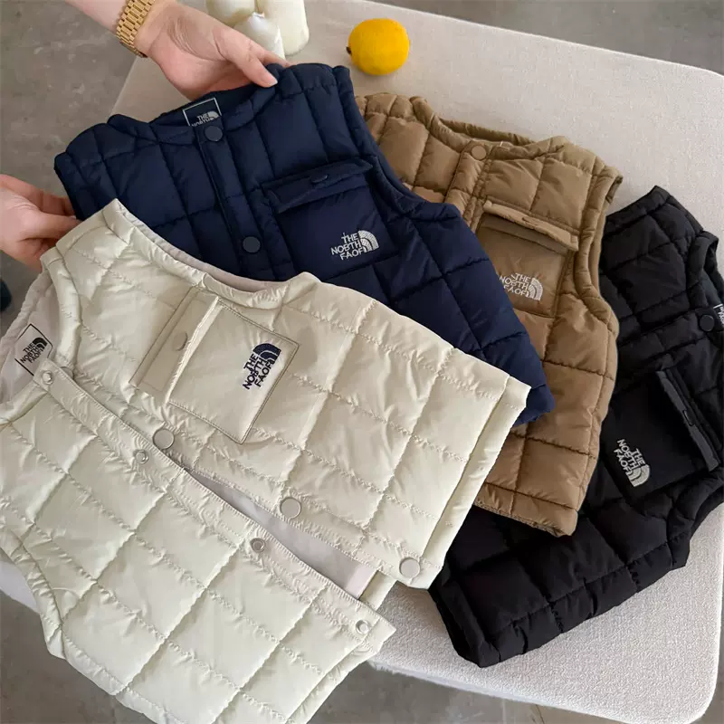 儿童外套2025眯眯眼秋冬新品男女童刺绣圆领无袖衣宝宝百搭棉马甲