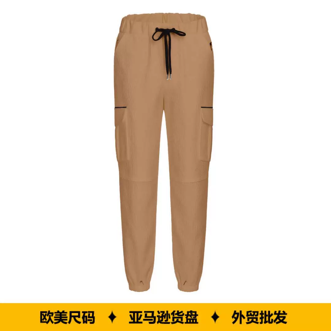 新款亚马逊休闲工装裤夏季多口袋束脚裤跨境男士宽松大码运动长裤