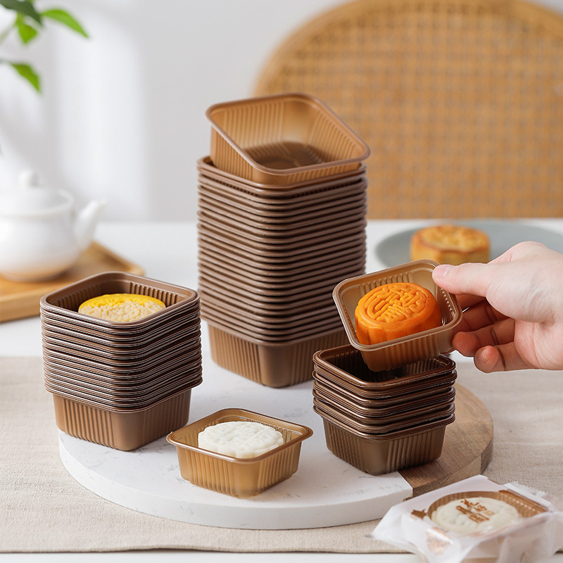 一次性方形金色中秋月饼内托pet透明蛋黄酥吸塑盒加厚pp塑料底托|undefined