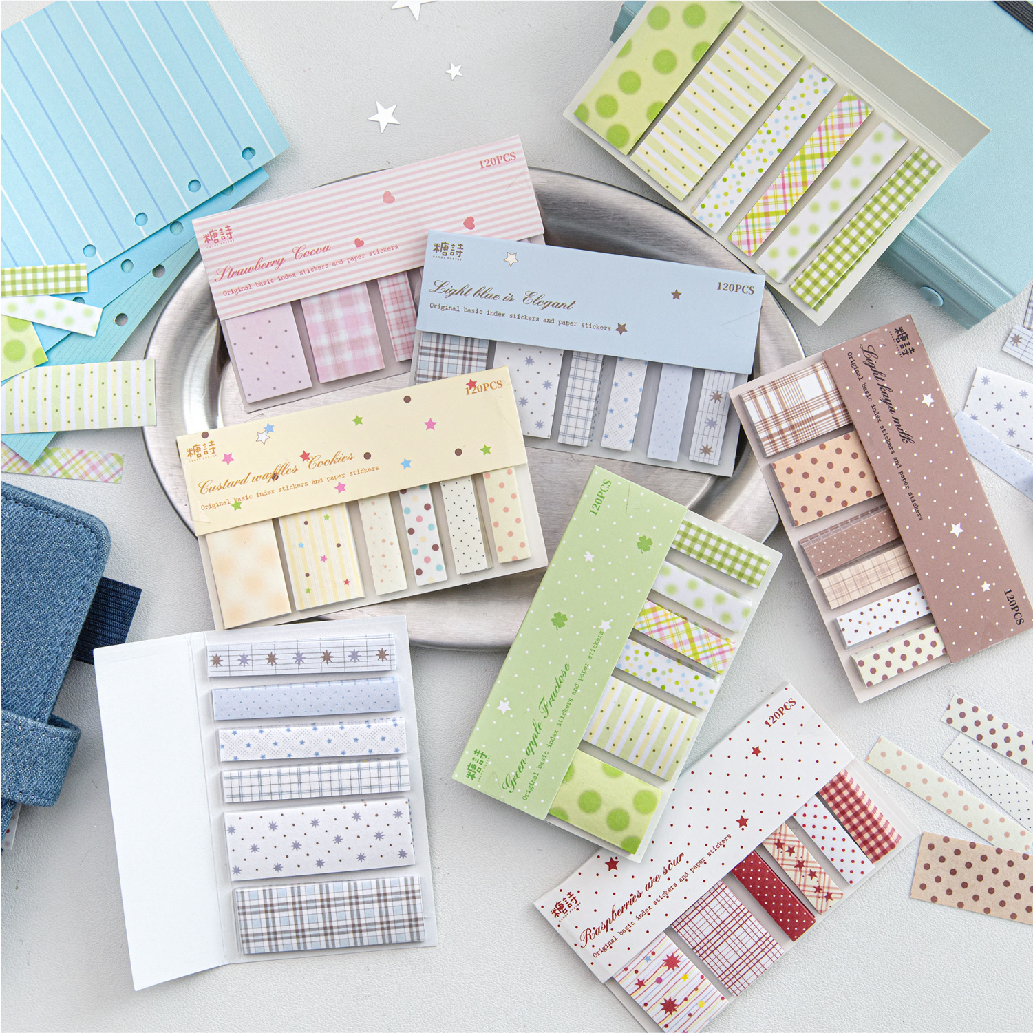 Sugar Poetry Index Stickers and Washi Stickers Light-Colored Wishes Basic Journaling Materials Office Study Memo Message Notes