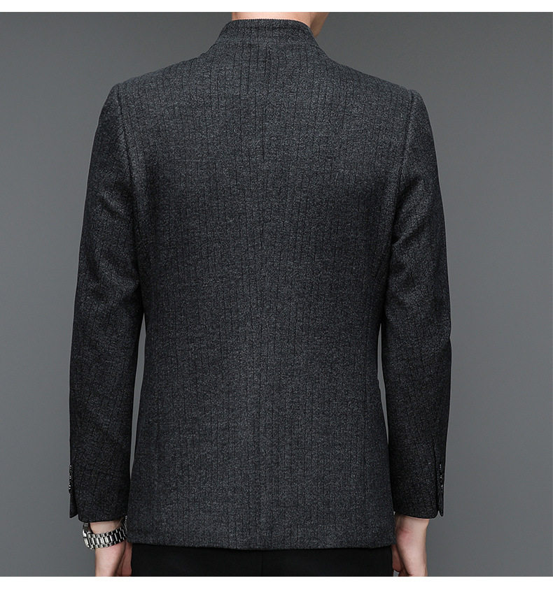 Bộ vest nam cổ đứng dáng ôm co giãn, áo khoác vest công sở tay dài — Màu đen chi tiết 14