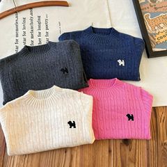 日韓子供服春秋子供モーデール綿糸刺繍子犬親子セーターシームレス工芸