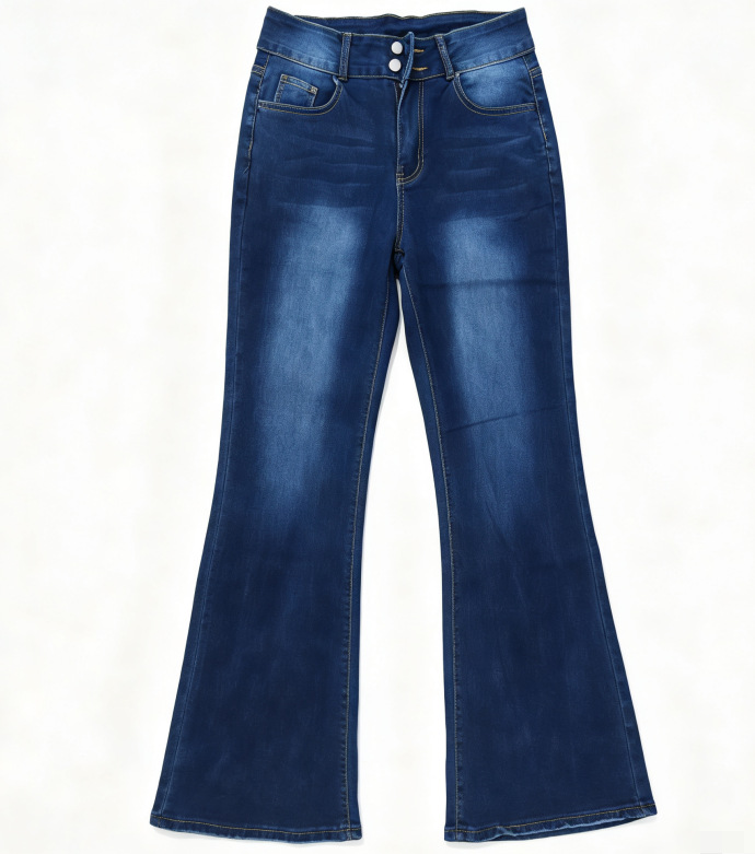 Jeans Acampanados de Tiro Alto para Mujer de Mezclilla Elástica, Ligeramente Elásticos, para Uso Diario