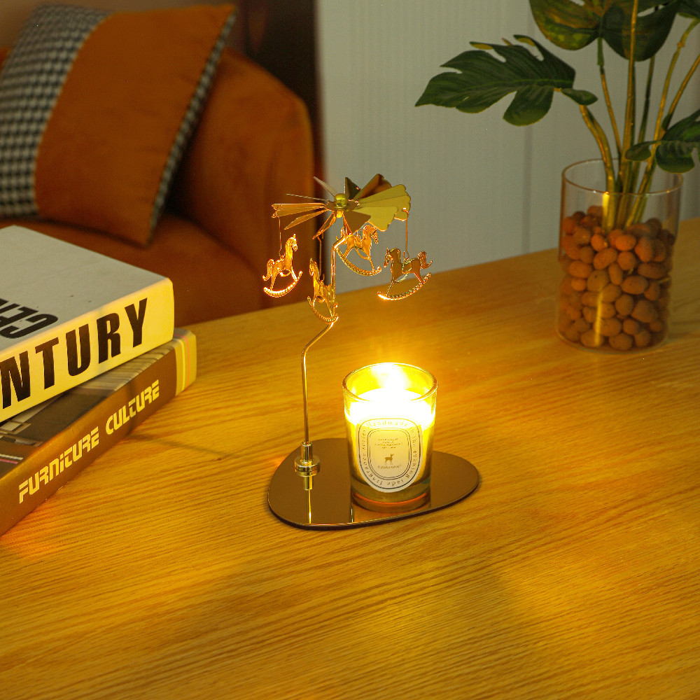 Amazon ins doles Acero inoxidable triángulo redondo bandeja giratoria candelabro aromaterapia vela linterna romántica