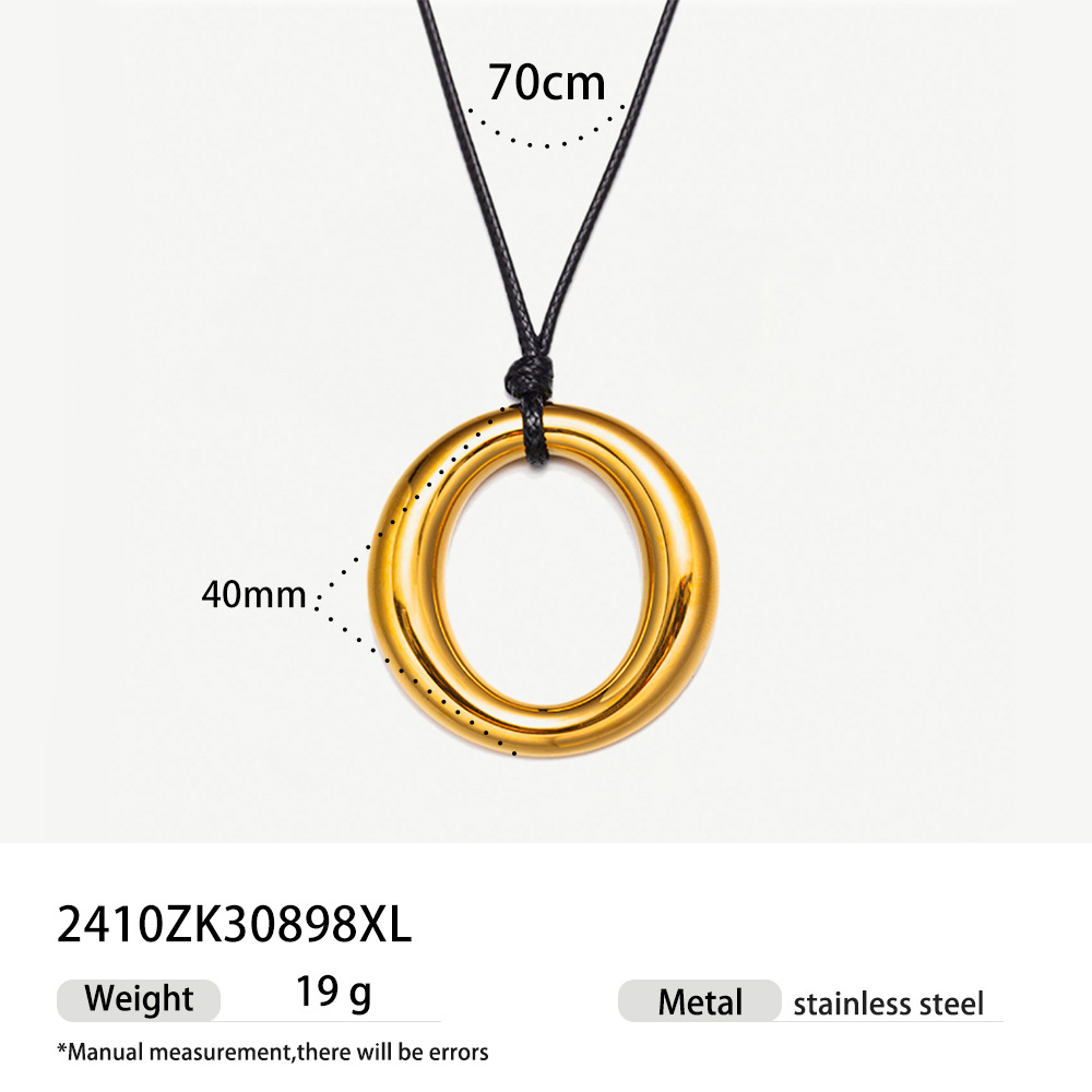 Europa y América transfronterizos círculo de acero inoxidable remolino collar de cuerda de titanio simple versátil otoño y invierno nueva cadena de suéter de acero de titanio image 7