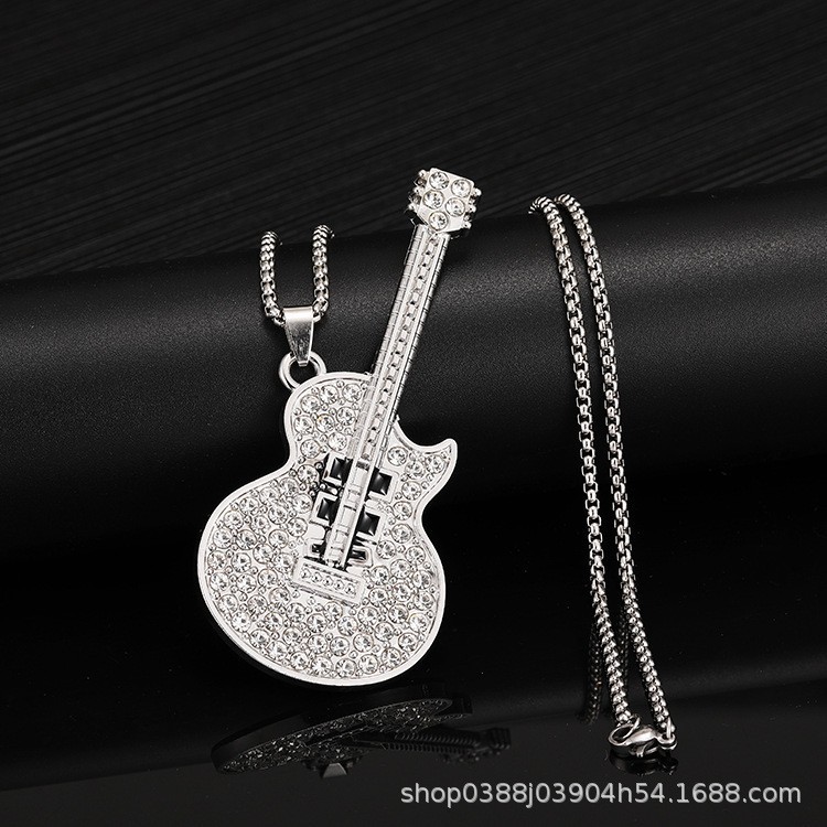 新しいギターペンダントネックレスメンズカラフルなオイル滴下合金楽器ステンレス鋼ペンダント DIY ジュエリーアクセサリー女性|undefined