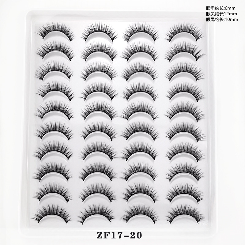Fábrica al por mayor una caja de 20 pares de pestañas postizas 3D pestañas cortas naturales de varios niveles suministro transfronterizo europeo y americano