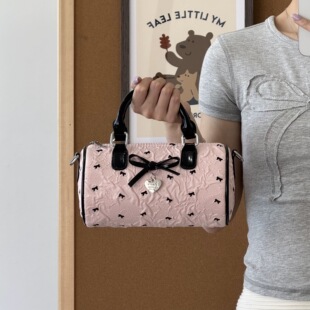 Summer Super Hot Pink Bow Hand Pillow Bag Women's Bag 2025 New High-end Ballet Style Crossbody Bag