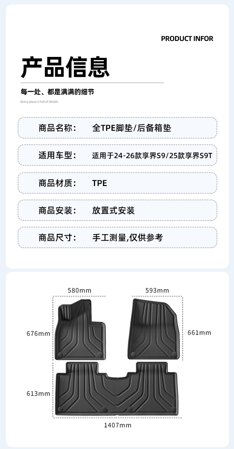 TPE Car Floor Mats for Xiangjie S9/S9T 2024-2026