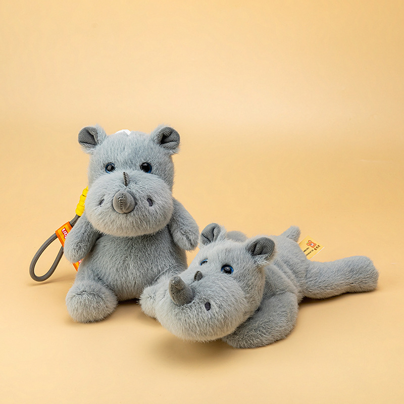 Plush Toy Animal Series Rhino Doll Plush Backpack Pendant Office Desk Companion Wholesale