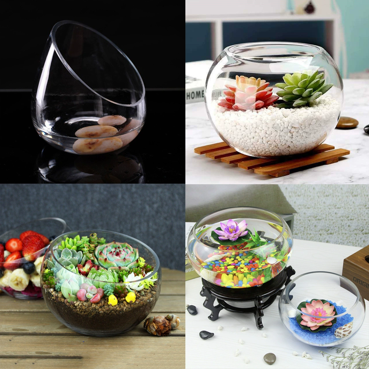 Креативный аквариум для золотых рыбок круглый косой рот суккулент стеклянная ваза мох микропейзаж экологическая бутылка стеклянный аквариум