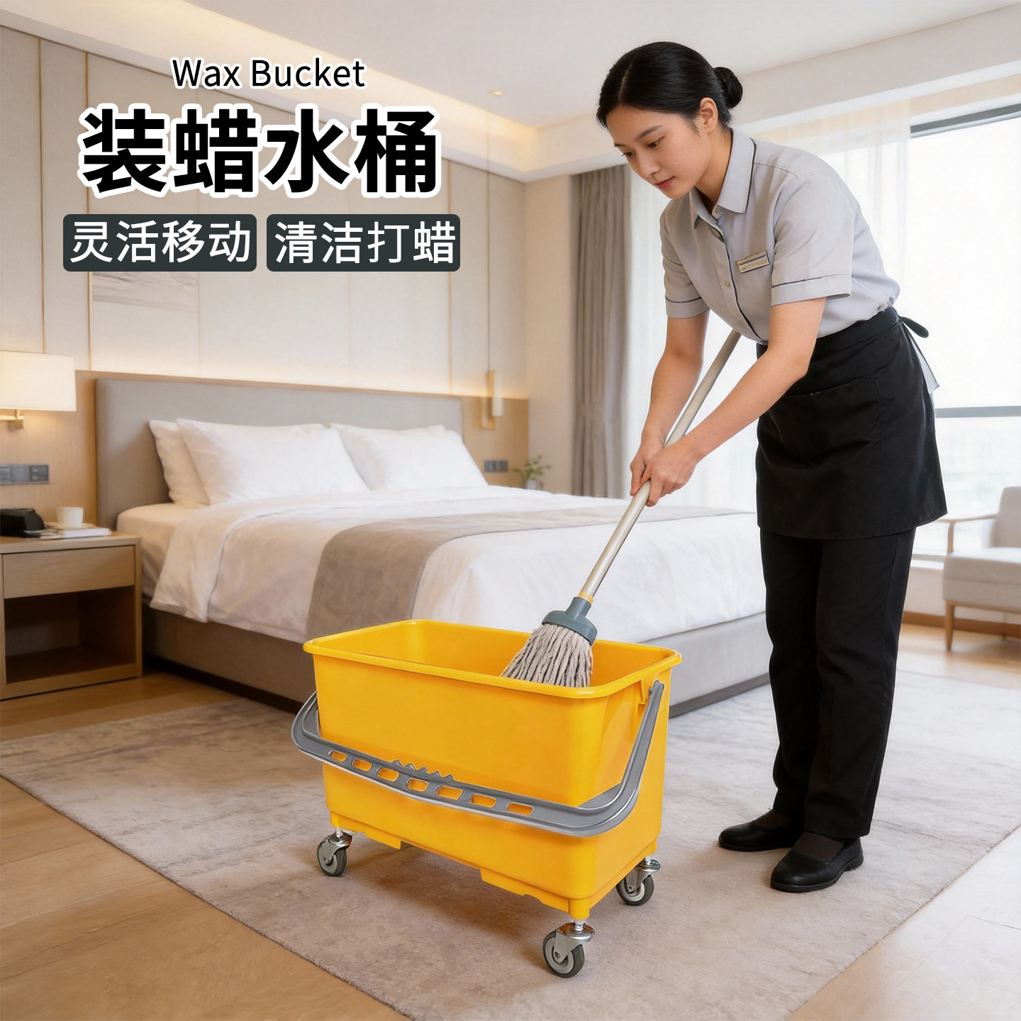 方形装蜡手提带轮带盖抹布桶工具桶洗窗桶地拖桶榨水车水桶塑料桶