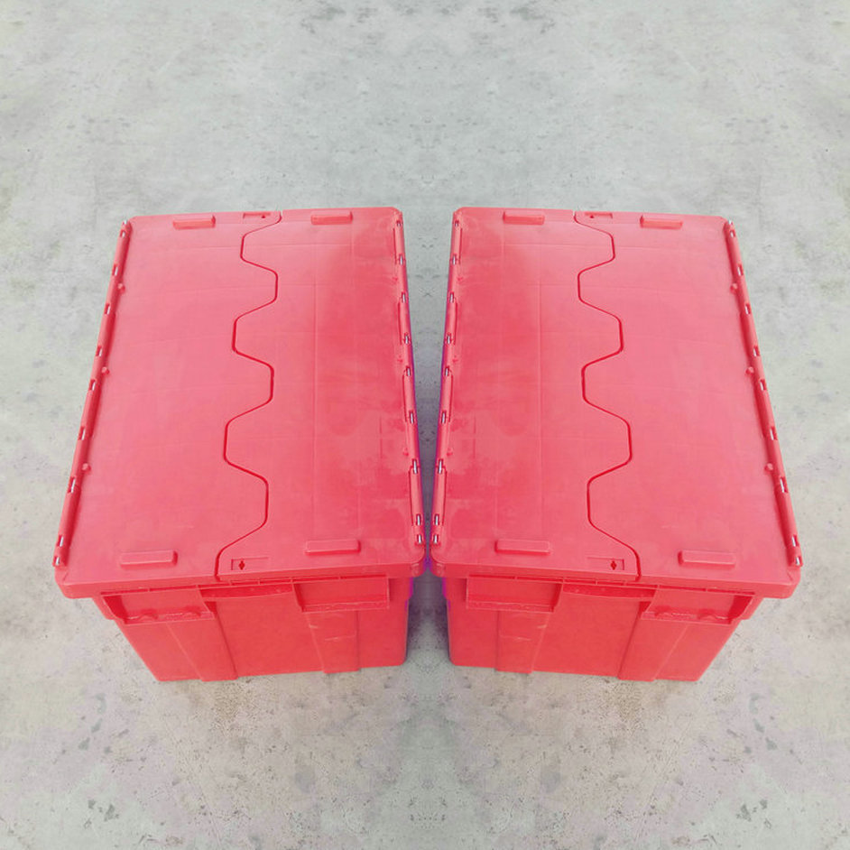 斜插运输箱食品塑料周转箱航空物流配送箱可翻盖分类套叠箱
