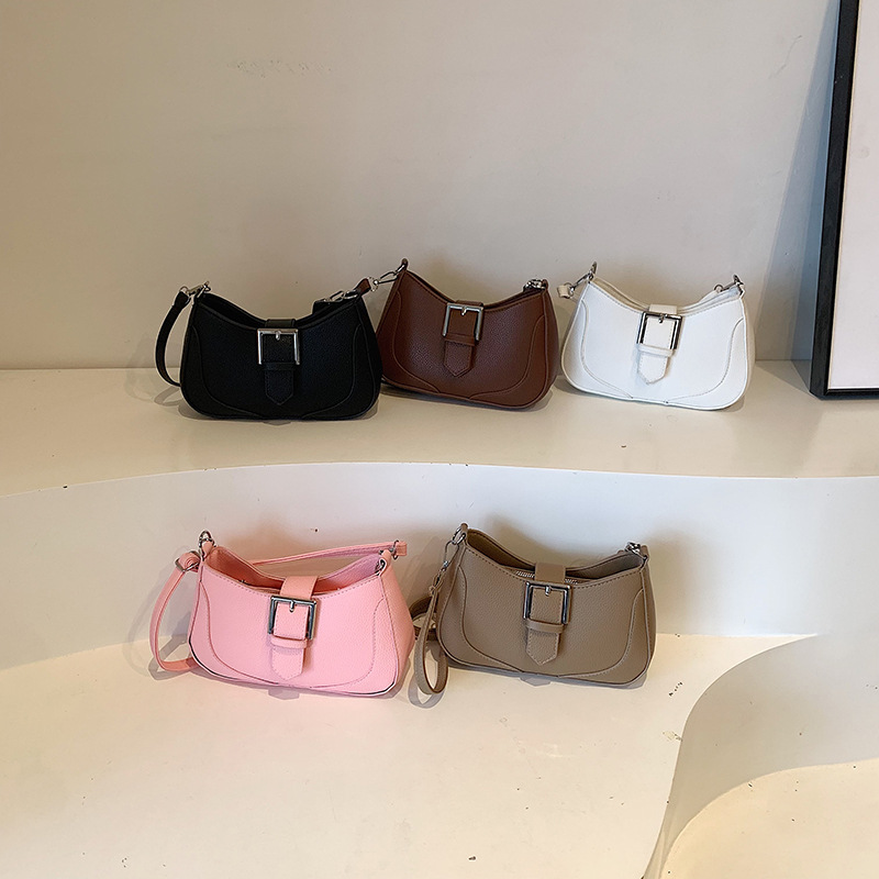 2024 nuevo bolso femenino verano Sen Meng retro chica caliente bolso de axila textura bolso de luna nueva bolso de mensajero de un solo hombro marea