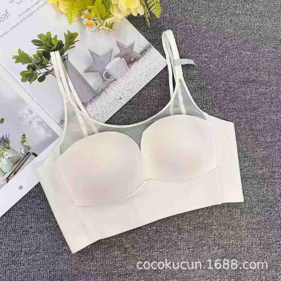 2216 inventario bajo sin rastro de malla lisa ropa interior anti-luz mitad de taza correa de hombro damas sujetador