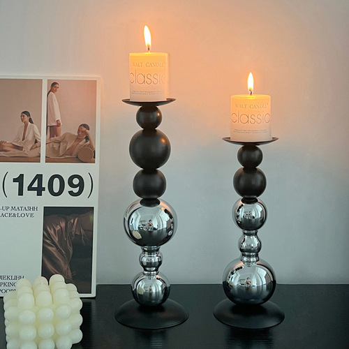 Light luxury aromatherapy candle candlestick ornaments ins retro romantic dining table candlelight dinner props home simple decoration