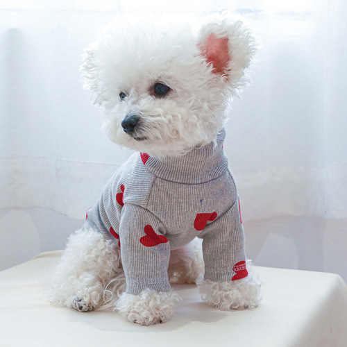 Pet clothes, small dogs and cats, autumn and winter comfortable home clothes, dog clothes, letter base shirt, set, Teddy, Bichon Frise.