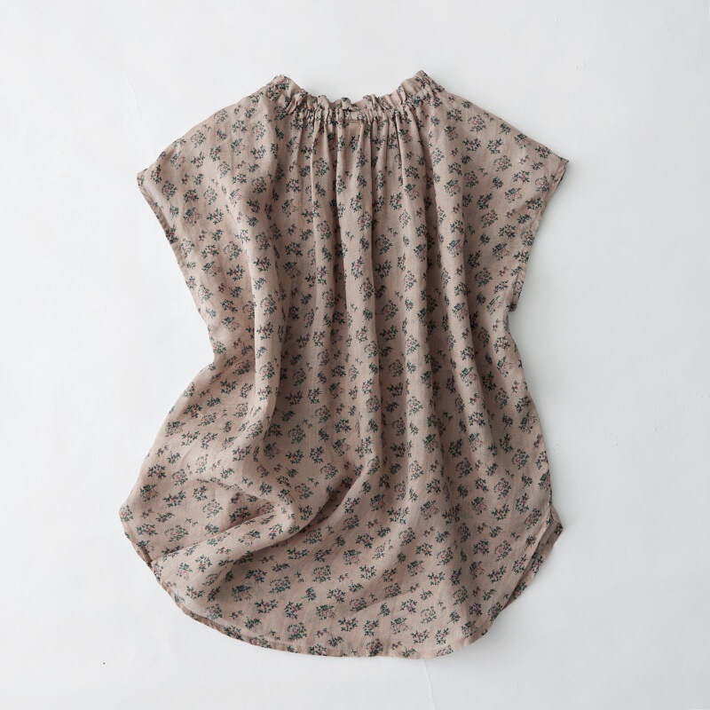 Wholesale artistic gentle small floral elastic collar top women's design elegant shirt with a collar all-match summer