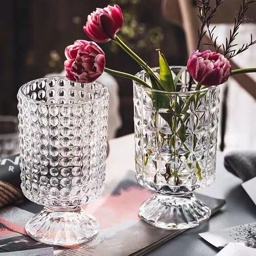 Tall small vase ins style glass vase flower arrangement water for living room hydroponic flowers dried flowers internet celebrity Nordic vase