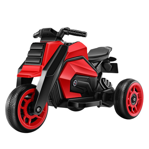 The new children's electric three-wheel motorcycle can sit on a little boy and girl's two-person charging remote control music and lighting battery car