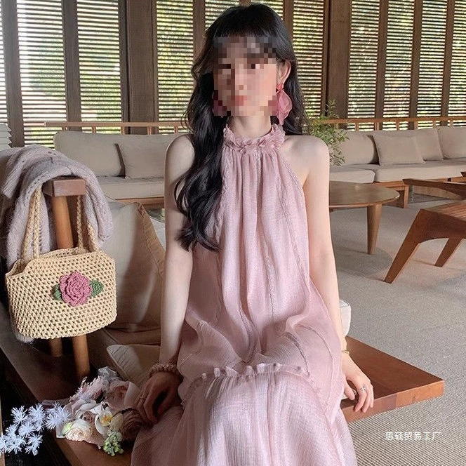 Весенняя романтическая атмосфера праздника: длинная юбка-фейри для женщин, новое платье с халтером на весну и лето 2025 года