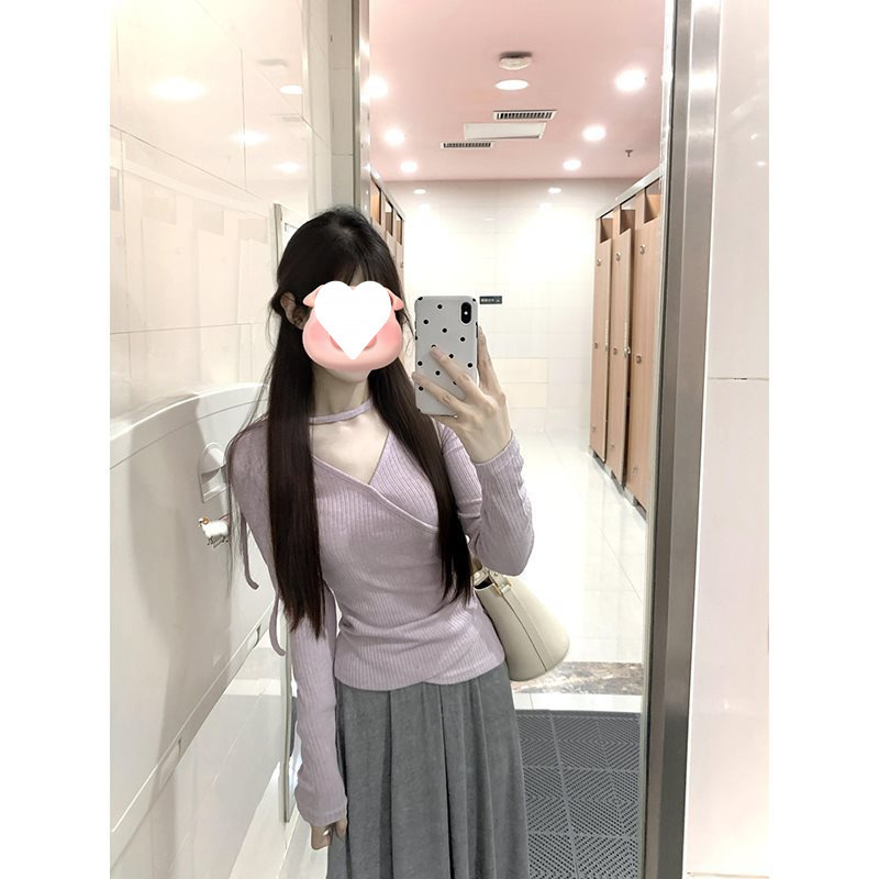 御姐风小高领长袖恤女早春新款褶皱显瘦内搭打底短款上衣|undefined