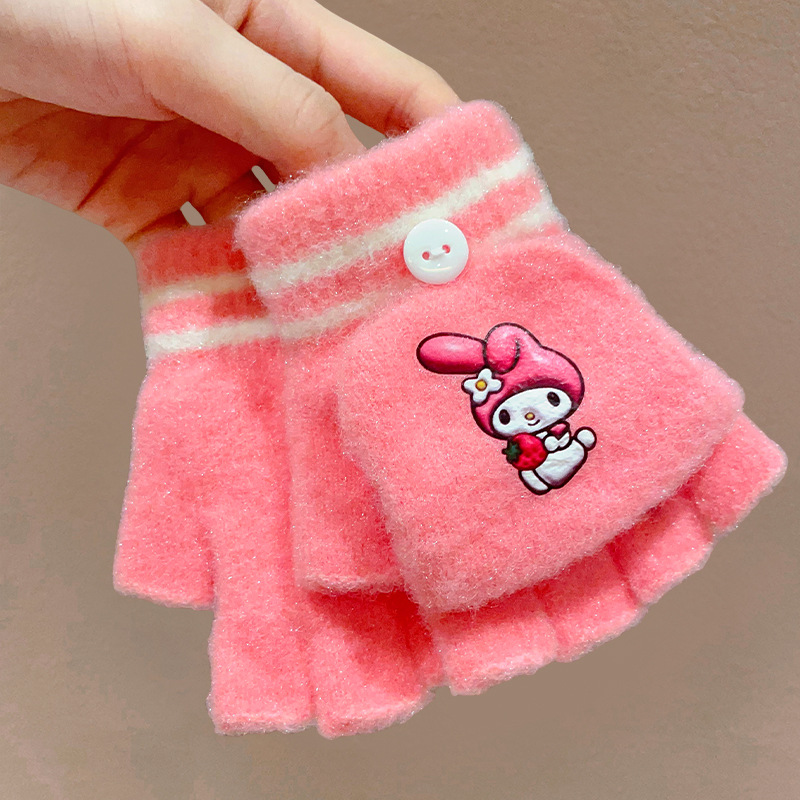 Guantes pequeños para niños, cunas de medio dedo para bebés, niñas y niños, engrosados en invierno, cálidos y a prueba de viento, juegos de cinco dedos para bebés y niños pequeños en otoño e invierno