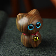 綠檀木雕加菲貓一隻貓手把件木質可愛貓掛件動物文玩工藝品木雕/