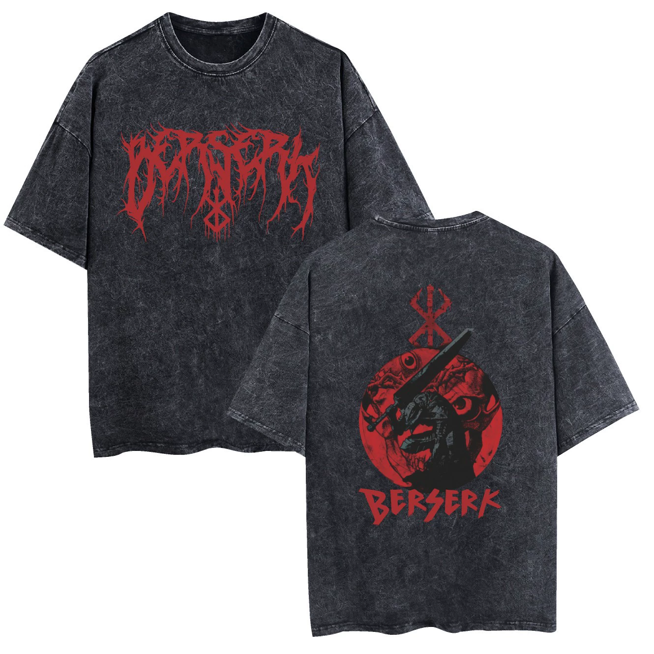 Легенда о стиле меча Berserk хлопчатобумажная стирка с короткими рукавами повседневная свободная футболка Amazon AliExpress