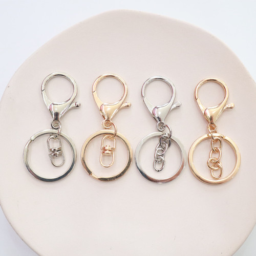 Electroplated metal lobster keychain three-piece set jewelry DIY jewelry accessories car eight-character four-character chain keychain