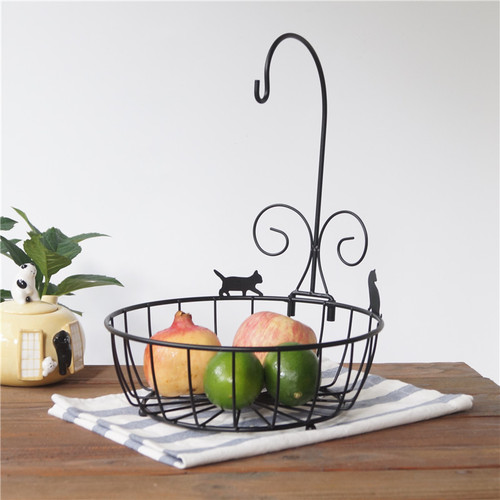 Japanese groceries creative cat posture wrought iron fruit basket living room snack storage metal fruit bowl