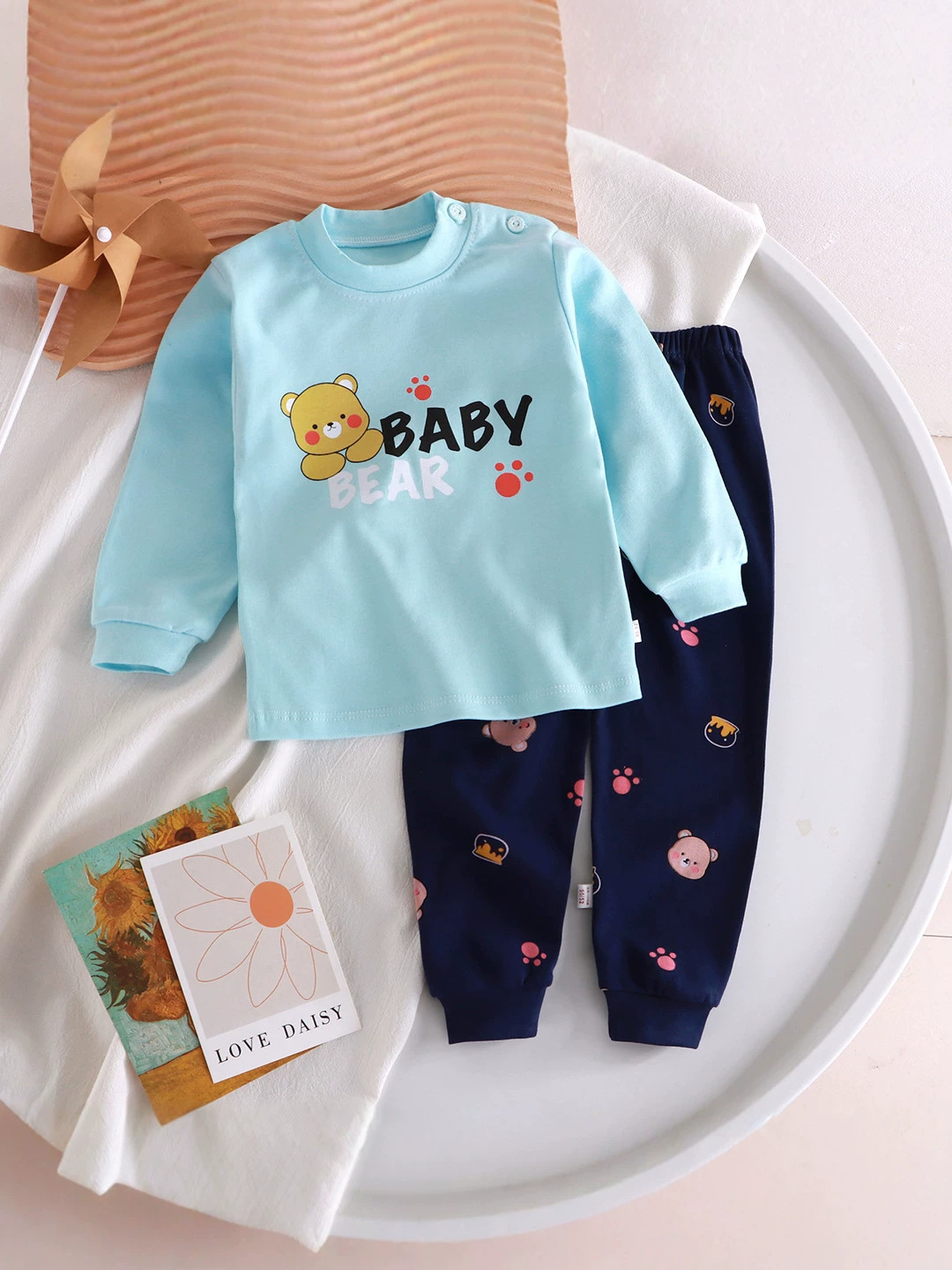Conjunto de Pijama Infantil de Algodón Absorbente de Humedad para Niños