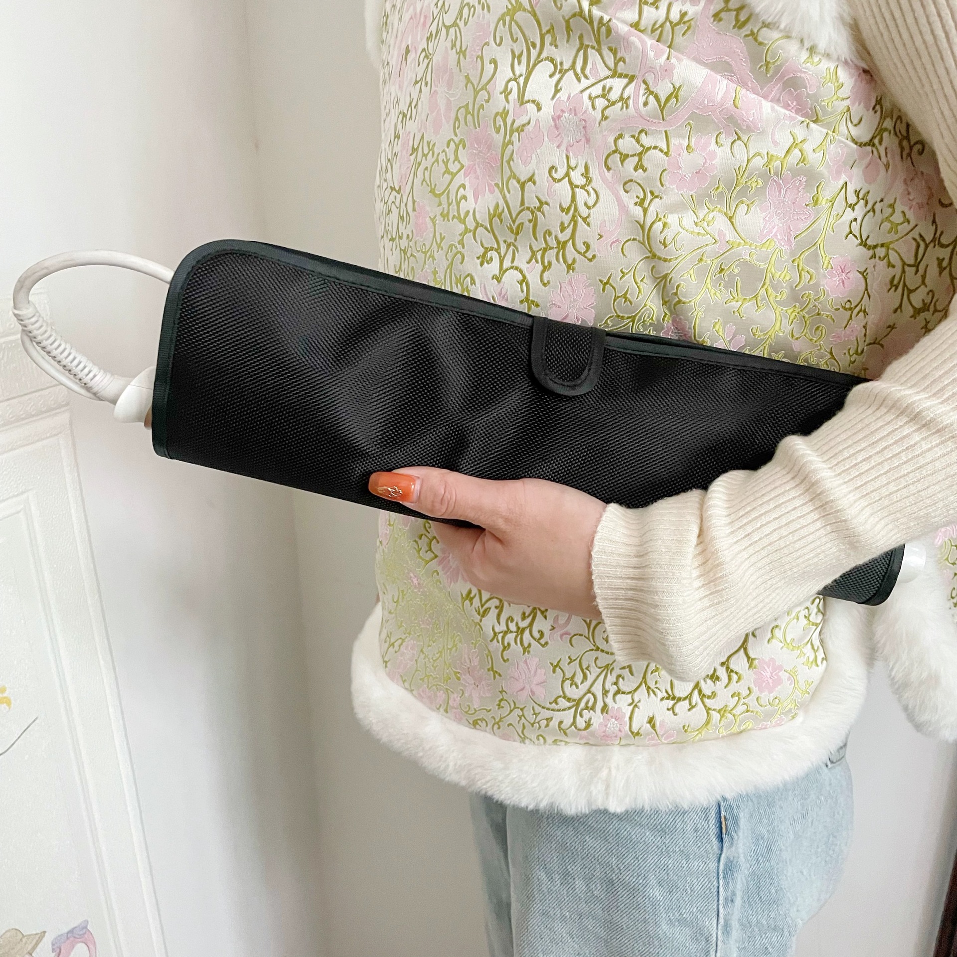 Artista de maquillaje rizador de pelo clip recto madera contrachapada maíz barba clip bolsa de almacenamiento anti-escaldado aislamiento térmico peluquería protección portátil de viaje