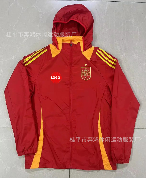 2526 chaqueta de fútbol con capuz nueva chaqueta de calentamiento a prueba de viento Barcelona Arsenal Real Madrid Manchester United chaqueta deportiva