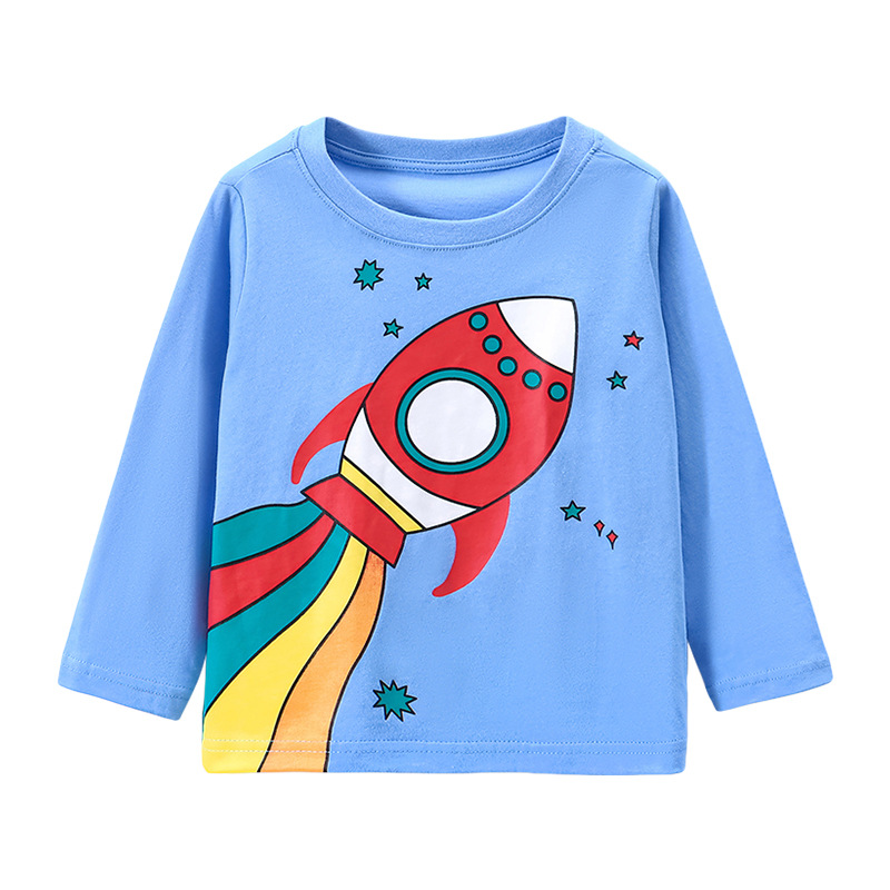 JOJOBEBE otoño nuevos niños europeos y americanos ropa de niños Camiseta de algodón de manga larga de dibujos animados cuello redondo Camiseta de los niños