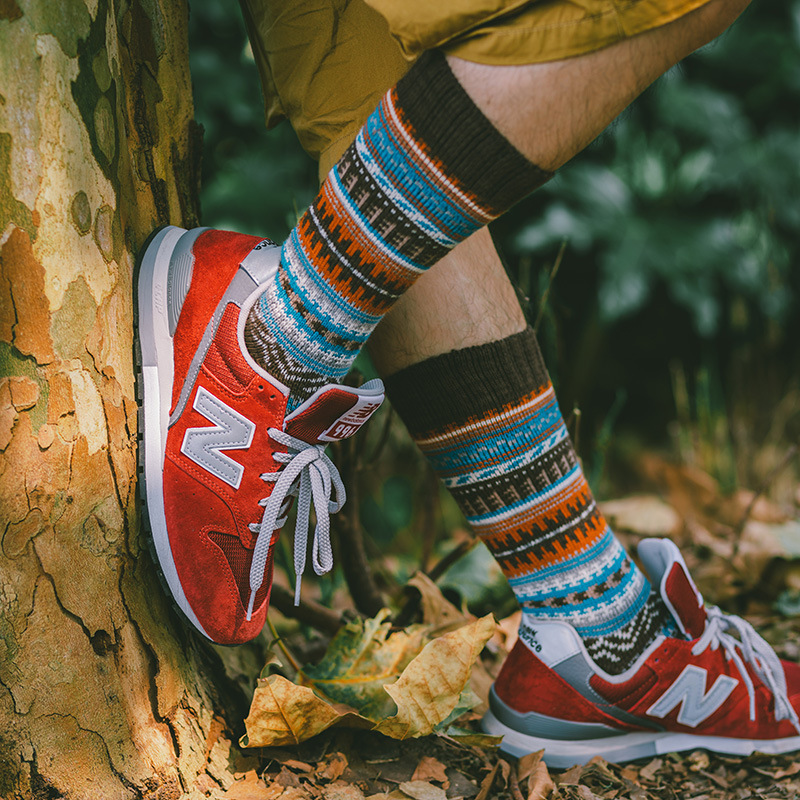 Thick Line Men's Socks Medium Barrel Ami Kaji Red Wing Tooling Style Retro Ethnic Style Thickened Combed Cotton Men's Stockings