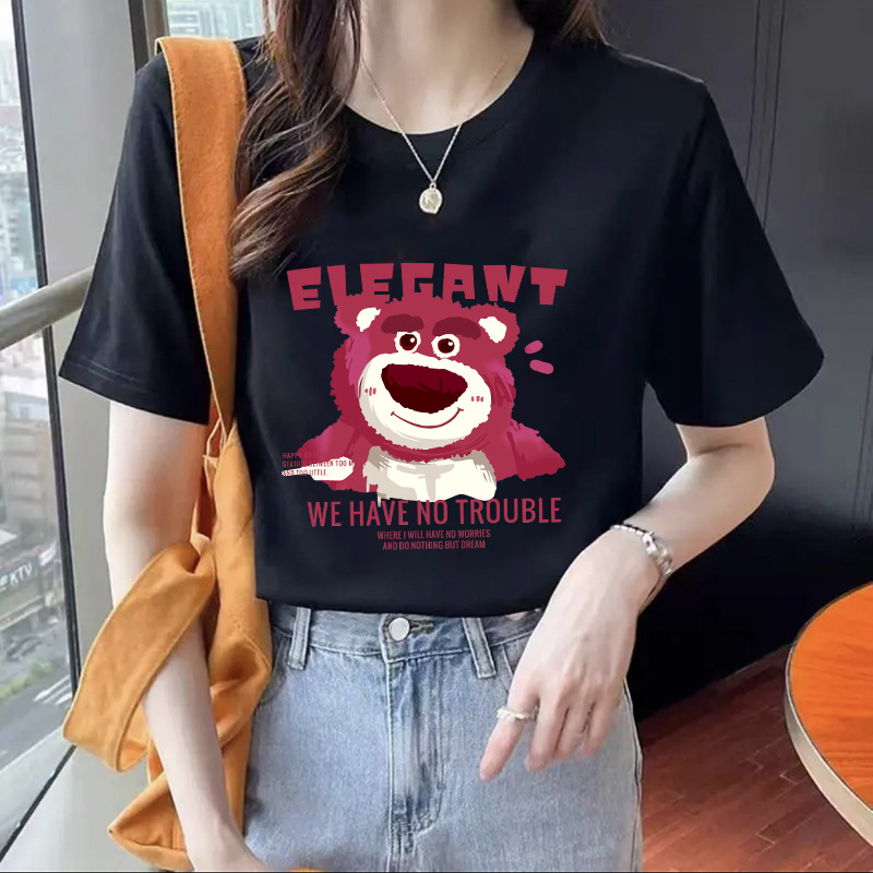 Camiseta de mujer manga corta suelta de dibujos animados Tigre media manga pequeña ropa de dopamina personalidad fresca Camiseta de manga corta moda masculina