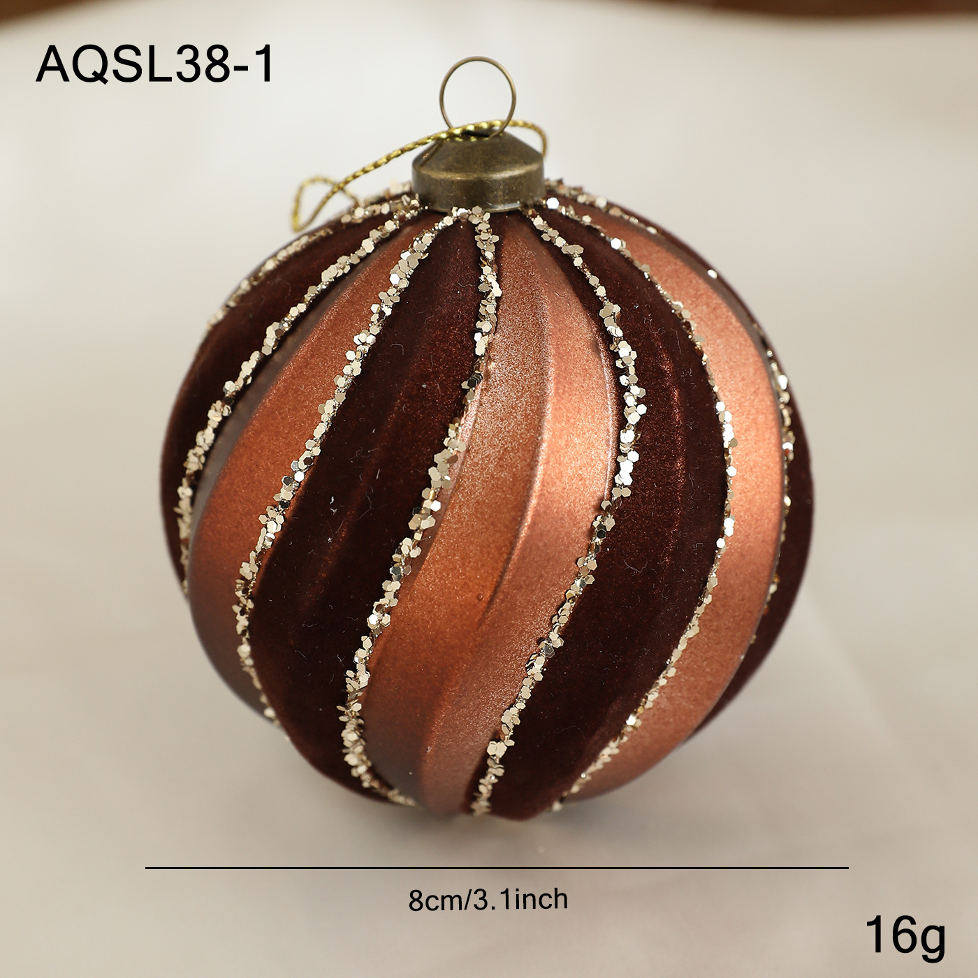 Nuevo producto 8CM bola de Navidad color café polvo oro polvo retro árbol de Navidad colgante bola decoración colgante diseño colgante
