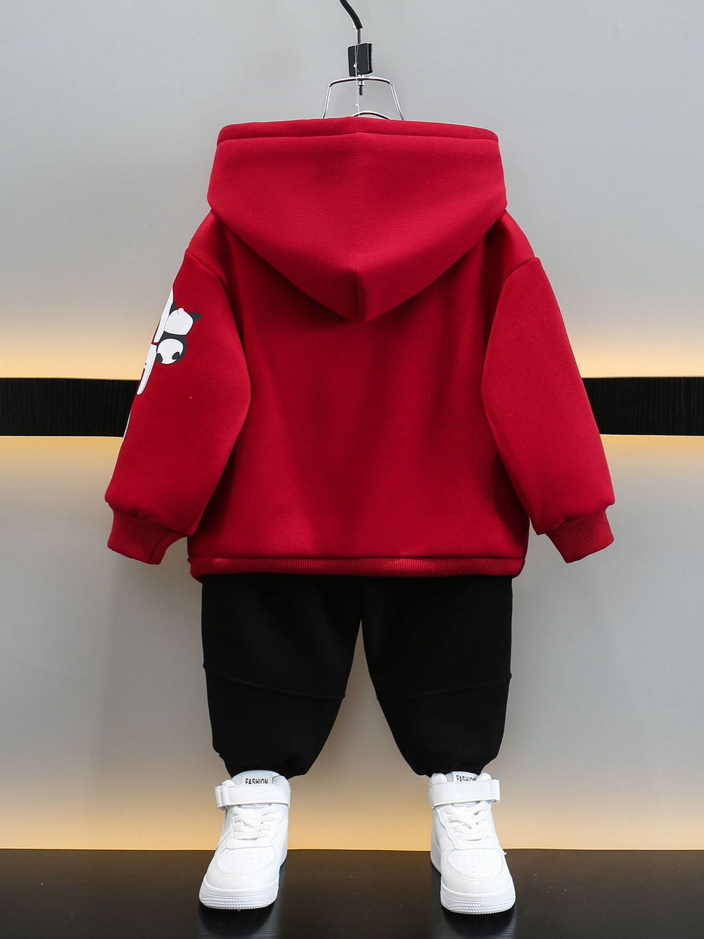 6749 Traje de suéter con capucha para niños 2025 nueva ropa de primavera y otoño para niños otoño e invierno más terciopelo bebé hermoso traje de dos piezas