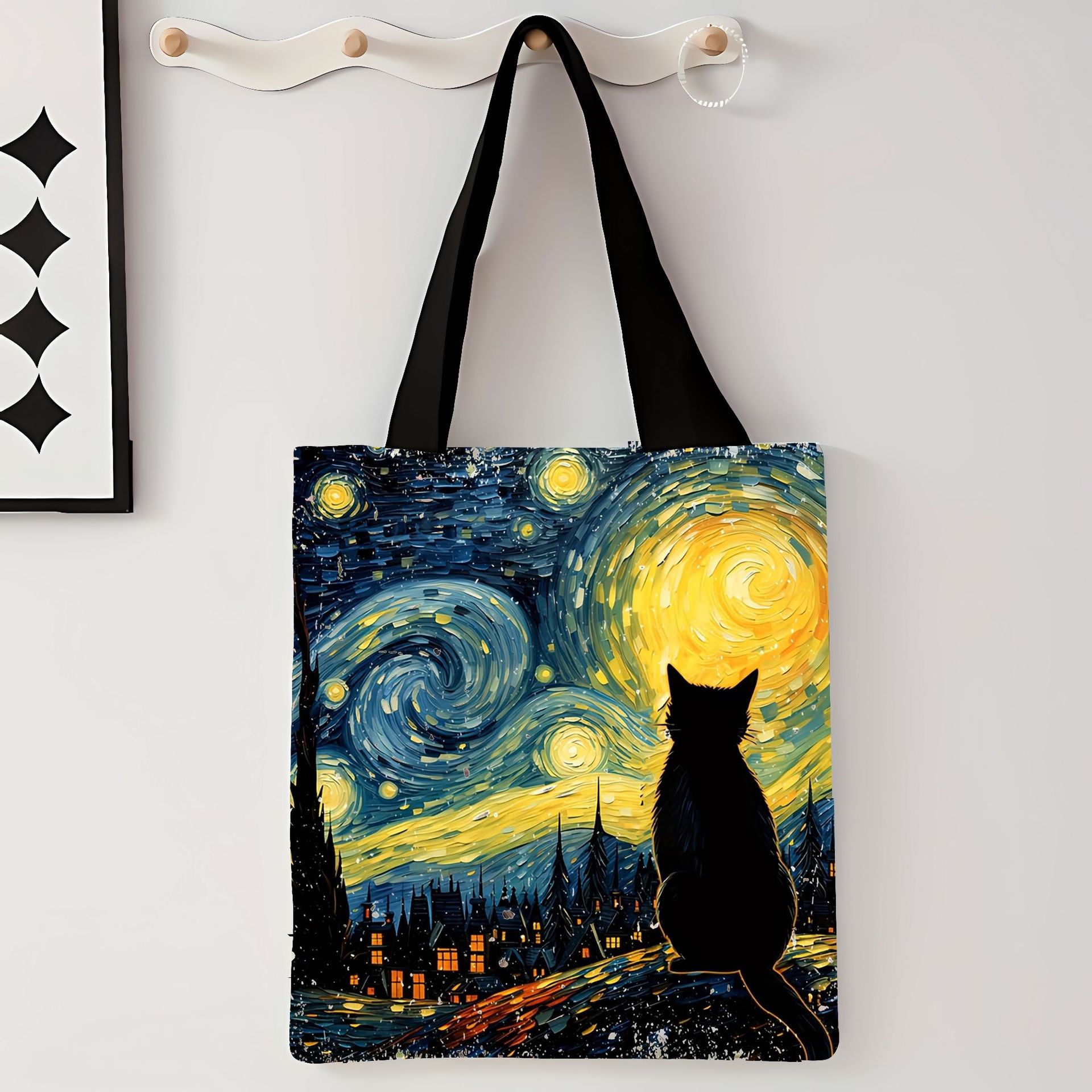 Explosiones transfronterizas adorables gatos bolsas de lona de impresión de gran capacidad para estudiantes de un solo hombro bolsas de lona al por mayor