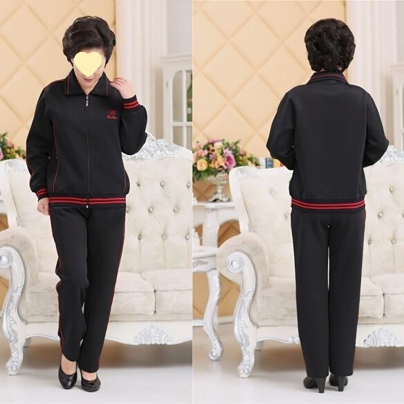 妈妈两件套款宽松中老年晨练运动服套装女秋季春秋老年人休闲大码|undefined
