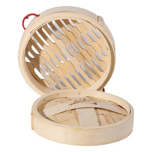 Bamboo steamer source factory Shengzhou snack snack double-ear Hangzhou steamer bamboo steamer commercial 18cm