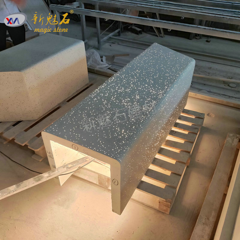 佛山厂家制作透光混凝土坐凳户外公园发光景观座椅人造石树池坐凳