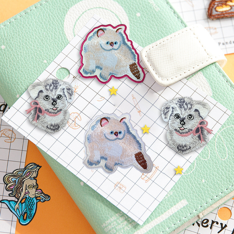 可爱卡通动物猫咪狗刺绣贴布贴补丁贴diy刺绣贴补丁贴图案刺绣贴