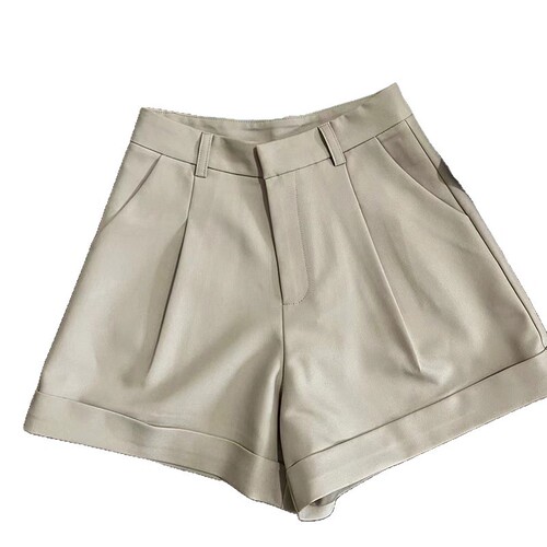 Suits and shorts for women, 2025 spring and summer Korean style high-waist slimming a-line tooling casual wide-leg curled short pants