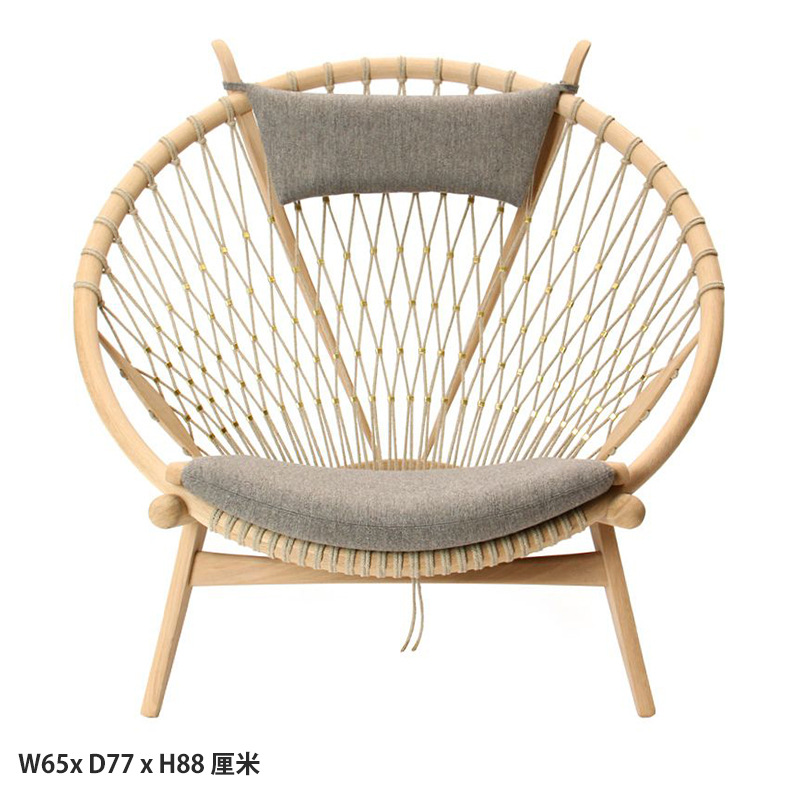 로그 컬러 프레임 + 회색 쿠션 + 아이보리 꼰 로프