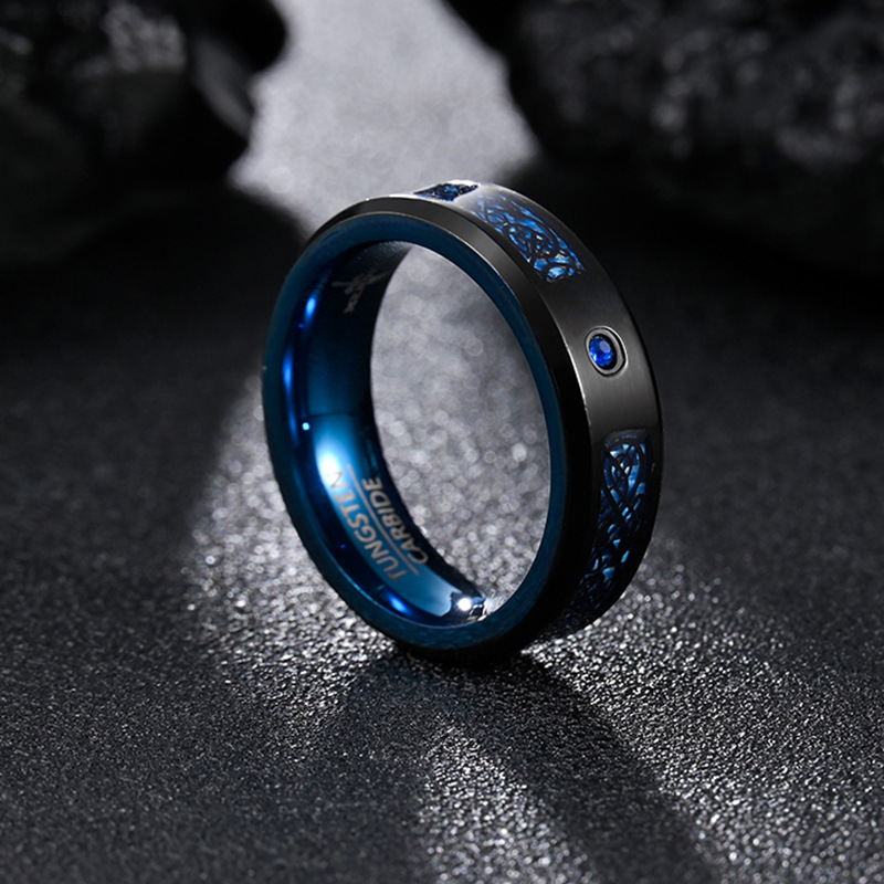 Daily Occasion 304 Stainless Steel Material Retro Constellation 304 Stainless Steel Enamel Rhinestones Blue Plating Men'S Rings